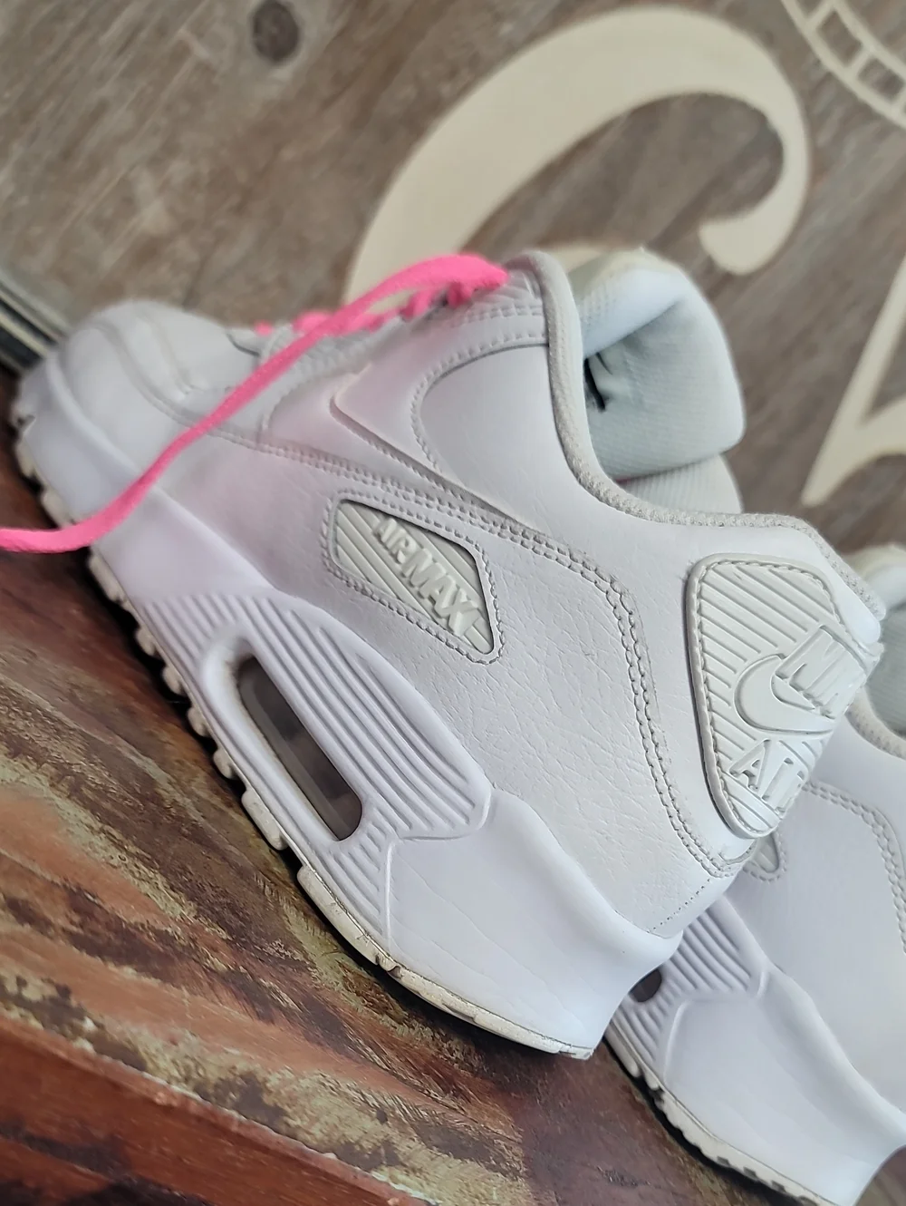 Nike Air Max 90 LTR 'Triple White/Pink' Wmns 7.5 Good Condition, Fast Shipping